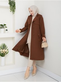 Resim RACE FASHİON Torino Kumaş Su Geçirmez Kemerli Astarlı Tesettürlü Trençkot RC1203089 