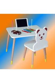 Resim Genel Markalar Çocuk Aktivite Masa Sandalye Takımı Tekli Ayıcıklı -tablet Ve Kalemlik Yeri, Yaz Sil Özellikli Yüzey 