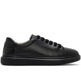 Resim Derimod Kadın Siyah Bağcıklı Hakiki Deri Sneaker, Kışlık Spor Ayakkabı 25AFD501418 