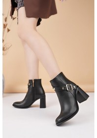 Resim Nesilshoes Nesil Shoes Mddm 1015 Siyah Toka Detaylı Topuklu Kadın Bot 