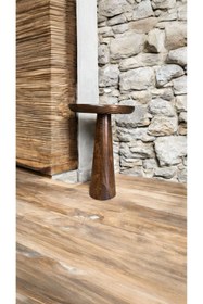 Resim Simillo Home&Living WOOD Wooden Ahşap Tekli Konik Mantar Yan Sehpa Modern Ceviz Renk Fiskos 