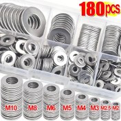 Resim 180 Parça Paslanmaz Çelik Yıkama Seti - Cilalı O-Halka Bağlantı Elemanları, M2-M10 Boyutları, Dayanıklı ve Kurulumu Kolay DIY Projeler, Mekanik ve Elektronik İçin, Şeffaf PP Saklama Kutusu Dahil 