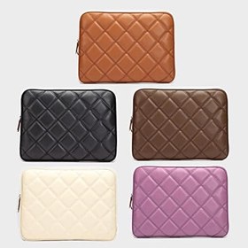 Resim Microcase MacBook Pro 14 M1/M2 A2442 A2779 için Baklava Desen Kapitone Deri Kumaş Taşıma Çantası Kılıf - AL3765 (Siyah) 