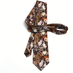 Resim 1 adet Kedi Baskılı Kravat - Fantezi Kedi Tasarımı, Dayanıklı Polyester, Günlük ve Parti Giyimi, Elde Yıkama/Kuru Temizleme, Kedi Severler İçin Üniseks Hediye 