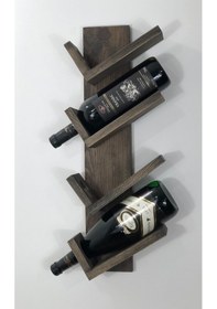 Resim Ahşap Şaraplık, Doğal Ahşap 4'lü Dekoratif Şaraplık, Ceviz 