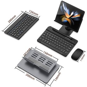 Resim TEKNETSTORE Tüm Tabletler Ile Uyumlu Bluetooth Bağlantı Klavye Mouse Dokunmatik Kalem Metal Stant 4'lü Set 