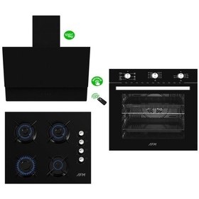 Resim Afm Tech Black Turmalin Plus FM7600B-FM2200B-FM3400B 3'lü Kumandalı Cam Ankastre Set 
