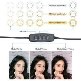 Resim Asfal 14 inç LED Işıklı Telefon Tutuculu 210 cm Tripod Kuaför Makyaj Tiktok Işığı 