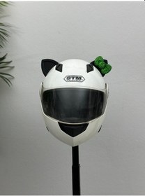 Resim Motor & Motosiklet Yeşil Fiyonklu Siyah Kedi Kulak Kask Dış Aksesuarı Diğer 
