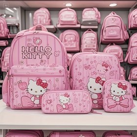 Resim Sanrio Hello Kitty ve Kuromi 4 parça seti: Sırt çantası, kalem kutusu, omuz çantası, cüzdan - Dayanıklı naylon malzeme, ayarlanabilir omuz askısı, fermuar kapatma - Okul, seyahat ve hediyeler için mükemmel seçim 