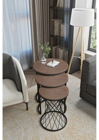 Resim Emga Home Zenith Zigon Sehpa - Ceviz Ceviz 