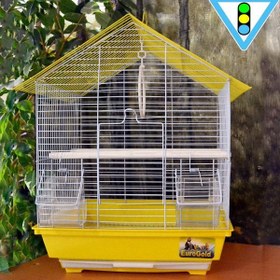Resim Euro Gold Üçgen Çatılı Kuş Kafesi Renkli 34.5x28x45.5 Cm 