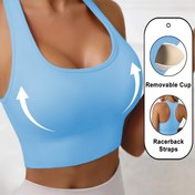 Resim Kadınların Çıkarılabilir Kuplu ve Yarış Arkası Askılı Spor Sütyeni - Katı Siyah, Yüksek Esneklikli Poliamid, Kablosuz, Şok Emici, Yoga ve Fitness için İdeal, Spor Sütyeni | Yarış Arkası Askı Tasarımı | Esnek Kumaş 