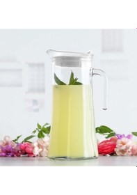 Resim LAV Truva Cam Sürahi Tekli 1,4 L Kulplu Beyaz Plastik Kapaklı 