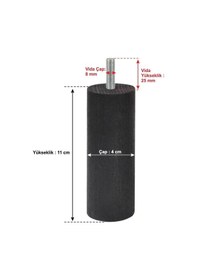 Resim X-Perk Ahşap Mobilya Baza Koltuk Kanepe Ayağı Vida Çapı 8 Mm Siyah 