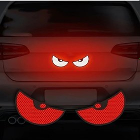 Resim Oldfriend 2'li Paket Kırmızı Göz Desenli Reflektif Çıkartma Motosiklet Bisiklet Oto İçin 
