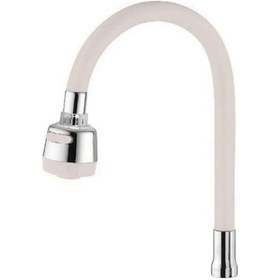 Resim Renkli Silikonlu Oynar Başlıklı 2 Fonksiyonlu Spiral Musluk Başlığı - Beyaz 