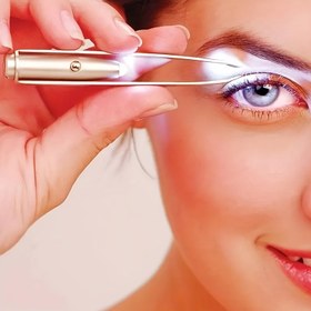 Resim 1 adet LED Işıklı Hassas Kaş Cımbızı - Taşınabilir Paslanmaz Çelik Güzellik Aracı, Şarj Edilemeyen Düğme Pil ile, Kaş Şekillendirme & Tüy Alma, Yüz Tüyü Alma için İdeal|Şık Tasarım|Dayanıklı Güzellik Aracı 