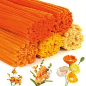 Resim 250/500 adet Toplu Chenille Boru Temizleyiciler - DIY Sanat, El İşleri, Çiçek Düzenlemeleri ve Eğitici Projeler için Yumuşak Kabarık Dokulu Turuncudan Sarıya Esnek Tel 