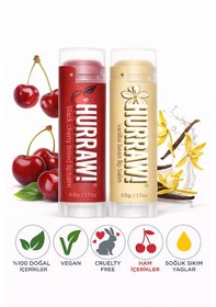 Resim Hurraw Vişne & Vanilya Dudak Balmı 2 Li Set %100 Doğal, Vegan, Günlük Dudak Bakımı 