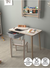 Resim PEKA Çocuk Oyun Ve Aktivite Masası - 1 Sandalye - Gri Sepetli 
