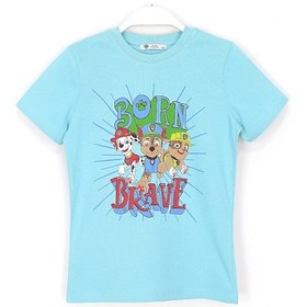 Resim Paw Patrol Rubble Marshall Chase Baskılı Çocuk Tişört Mavi 