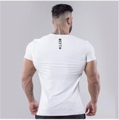 Resim Beyaz Muscleguys Yaz V Yaka Spor Giyim Pamuk Spor Kısa Kollu T Gömlek Erkekler Rahat Temel Şık T-shirt Erkek Açık Spor Üstleri Tees Beyaz 