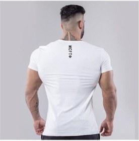 Resim Beyaz Muscleguys Yaz V Yaka Spor Giyim Pamuk Spor Kısa Kollu T Gömlek Erkekler Rahat Temel Şık T-shirt Erkek Açık Spor Üstleri Tees Beyaz 
