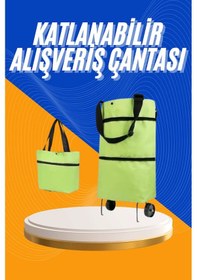 Resim Alışveriş Çantası Katlanabilir Pazar Arabası Tekerlekli Pazar Ara 