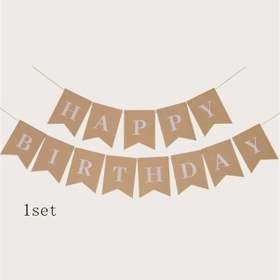 Resim Kraft Renk Beyaz Retro Happy Birthday Banner 