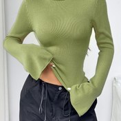 Resim Sonbahar ve Kış için Rahat Kollu Düz Renkli Kazak, Kadın Giyim 