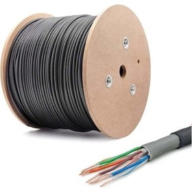 Resim 80 Metre Dış Cephe Cat6 Kablo 80 Metre Siyah Ethernet Kablosu Dış Ortam 