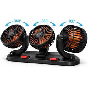 Resim Mega Oto Market Araç İçi Torpido Üstü 360 Döner Başlıklı Üç Fanlı Oto Pervane - Usb Girişli Koku Hazneli 