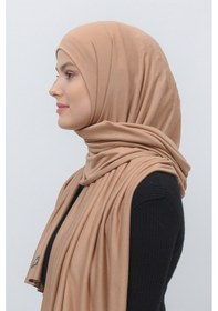 Resim Altobeh Tesettür Kadın Düz Renk Penye Şal Hijab - Koyu Bej 