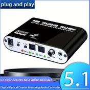 Resim Dijital Optik Koaksiyel Analog Ses Dönüştürücü, 5.1 Kanal DTS AC-3 Dekoder, Dolby Digital Destekler, Tak ve Çalıştır, Pilsiz USB Güç Kaynaklı, TV, PS3/PS4 ve Projektör ile Uyumlu 