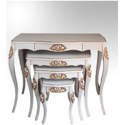 Resim Dresuar - Zigon Vintage Oymalı Bombe Model Takım Ahşap Kayın Lüke Beyaz 