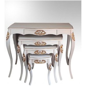 Resim Dresuar - Zigon Vintage Oymalı Bombe Model Takım Ahşap Kayın Lüke Beyaz 