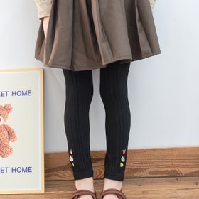 Resim Çocuklar için temel pantolon, kızlar için ilkbahar/sonbahar dikey çizgili dar kesim örme çoraplar işlemeli rahat 9/10 pantolon 