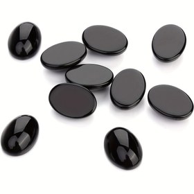 Resim 10 Paket - Kendin Yap Takı Yapımı için Oval Siyah Akik Cam Kabaşonlar, Küpe, Saç Tokaları ve Baş Aksesuarları için Yaratıcı Basit Parçalar 