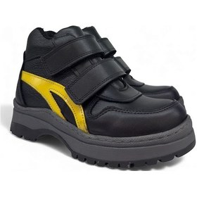 Resim Tekiner Hakiki Deri Ortopedik Erkek Çocuk Botu Siyah Sarı 