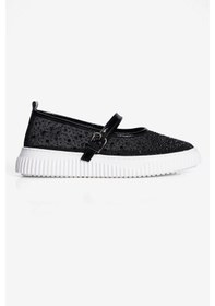Resim Mubiano Kadın Taşlı Sneaker Babet Bantlı Günlük Şık Novira Siyah 