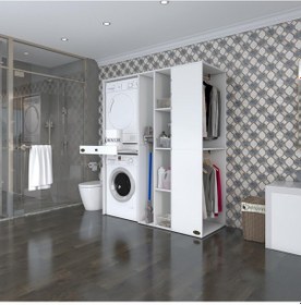 Resim Kenzlife Çamaşır-Kurutma Makinesi Dolabı Ve Giysi Dolabı Çekmeceli Attar Sağ Byz 187 160 60 Banyo Çok Renkli 