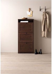 Resim Brusalı Ayakkabı Dolabı Meridyendukkan Kahverengi Renk 61x130 Cm, 3 Bölmeli-ayakkabılık 