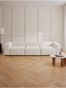 Resim S Home Design Concept Frida 3 Modül Modüler Mini Köşe Koltuk / Üçlü Kanepe, Keten, Kırık Beyaz 