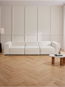 Resim S Home Design Concept Frida 3 Modül Modüler Mini Köşe Koltuk / Üçlü Kanepe, Keten, Kırık Beyaz 