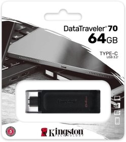 Resim Kingston DT70/64GB 64GB Usb-C 3.2 Gen 1 Type-C Flash Bellek 