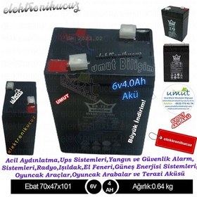 Resim 6 volt akü 6v 4ah akü 6 volt 4 amper ışıldak aküsü stoktan 6V4AH 