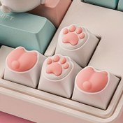 Resim 4 Adet Şirin Pembe Kedi Ayak Pedleri - Silikon, Çizgi Film Tasarımı, Mekanik Klavye Aksesuarları, Çevre Birimleri, Pembe ve Beyaz Renk Şeması, Klavye Aksesuarları | Eğlenceli Tasarım | Silikon Tuş Kapağı 