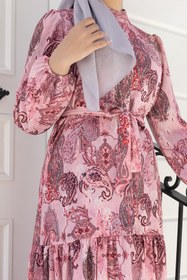 Resim benguen Desenli Tesettür Jessica Elbise B588 Pembe 
