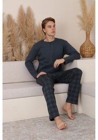 Resim Mutlu City Erkek İnterlok Rahat Kalıp Sıfır Yaka Pamuk Pijama Takımı 6772 Füme 